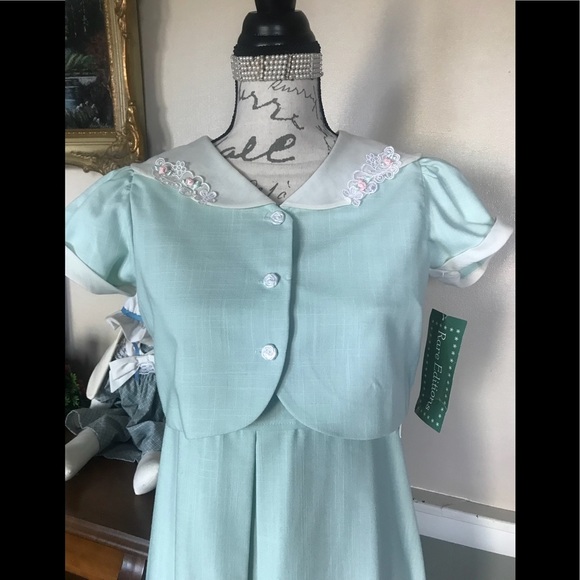 ❤️ Rare Vintage sage 2-piece Swiss Rose Collar Dress‼️FINAL SALE - Picture 2 of 11